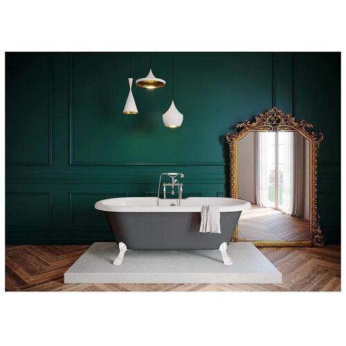 Baignoire îlot 170 x 80 cm grise + 4 pieds blancs, GoodHome Emba