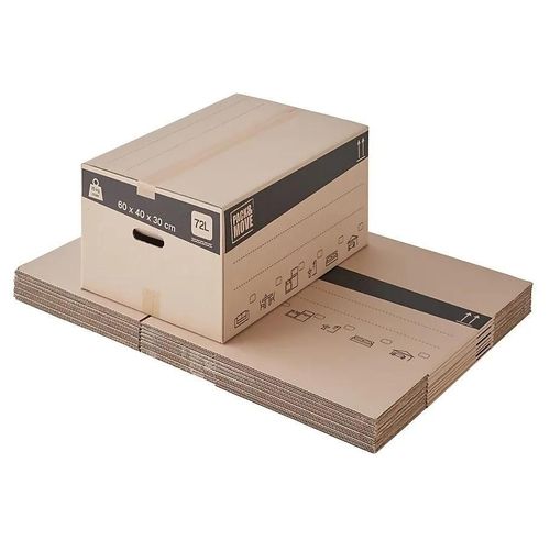 Lot de 20 cartons déménagement standards avec poignées H. 30 x L. 60 x l. 40 cm, capacité 72 L Pack and Move