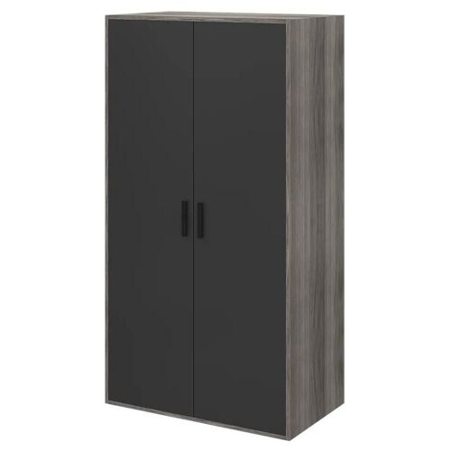 Armoire penderie 2 portes battantes noires, effet chêne grisé GoodHome Atomia Noveleties H. 187,5 x L. 100 x P. 45 cm