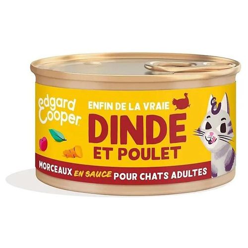 Pâtée En Morceaux Pour Les Chats Adultes À La Dinde & Au Poulet 85g Edgard Cooper