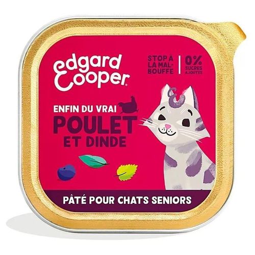 Pâtée Pour Chats Senior Au Poulet Et À La Dinde 85g Edgard Cooper