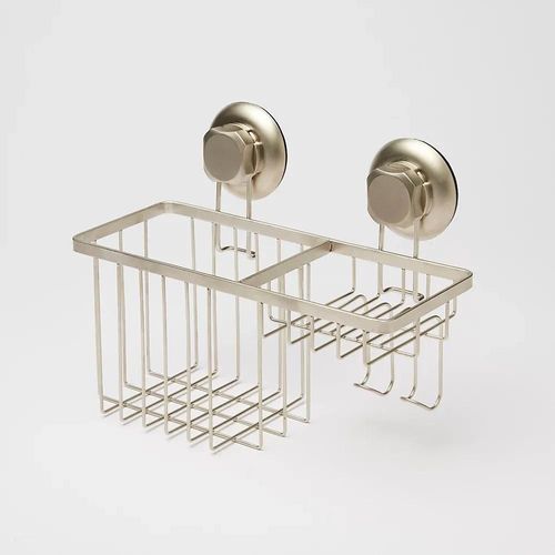 Panier de douche et porte-savon Tenno avec ventouse acier chromé et ABS GoodHome