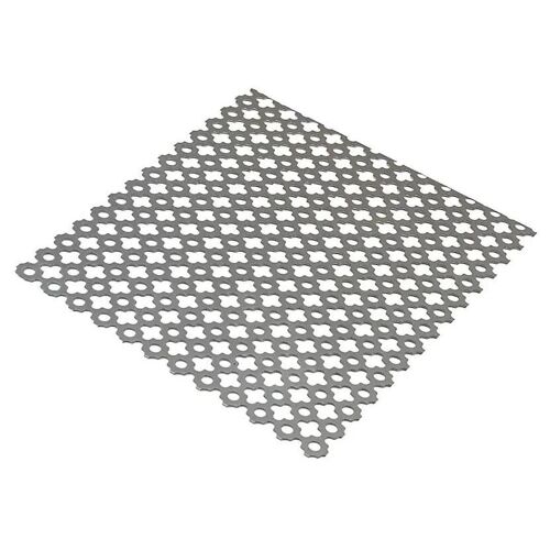 Tôle perforée trèfle acier brut Perforation 8 mm Ep. 1 mm, 50 x 25 cm