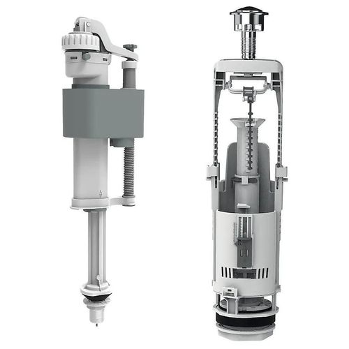 Chasse d'eau + robinet flotteur bas Flomasta, double bouton poussoir + étrier