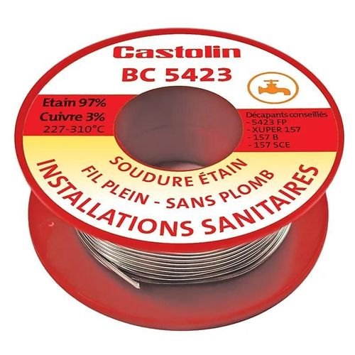 Fil plein de soudage étain 97% cuivre 3% sans plomb Castolin