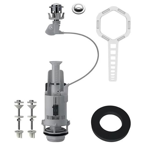 Chasse d'eau + robinet flotteur à ouverture différé Flomasta, double bouton poussoir + câble
