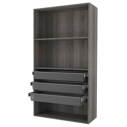 Dressing Ouvert Tablettes Et Tiroirs Effet Chêne Grisé Goodhome Atomia H. 187,5 X L. 100 X P. 45 Cm