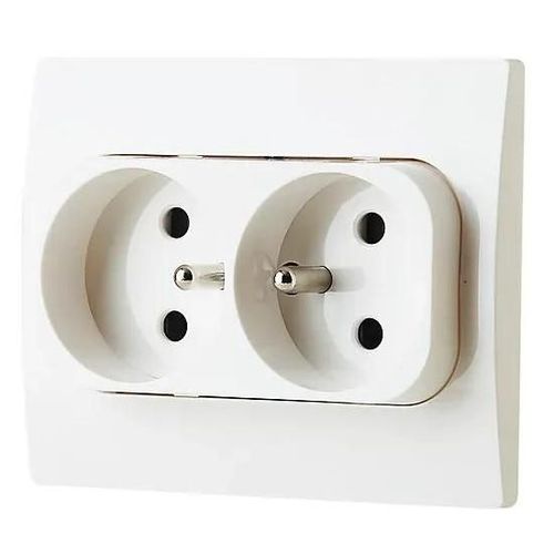 Double prise en saillie blanc complet