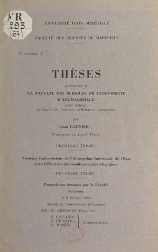 Facteurs Endocriniens De L'absorption Intestinale De L'eau Et Du Clna Dans Les Conditions Physiologiques
