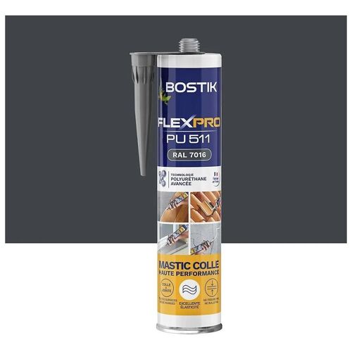 Mastic colle haute performance BOSTIK Flexpro pu 511, 300 ml gris anthracite RAL7016