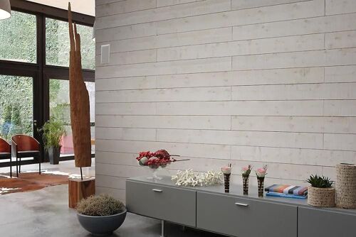 Lambris épicéa brut de sciage 205x10,5cm blanc (vendu à la botte)