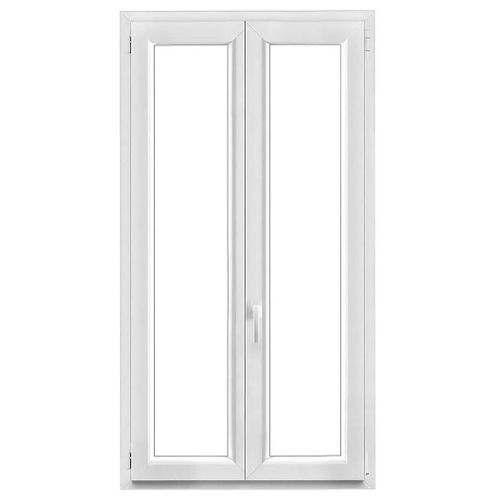 Fenêtre 2 vantaux oscillo-battante, tirant droit double vitrage GoodHome en PVC blanc l.95 x H.168 cm