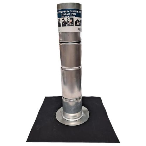 Descente d'eaux pluviales ALU et embase EPDM - Ø 95 mm x 500 mm