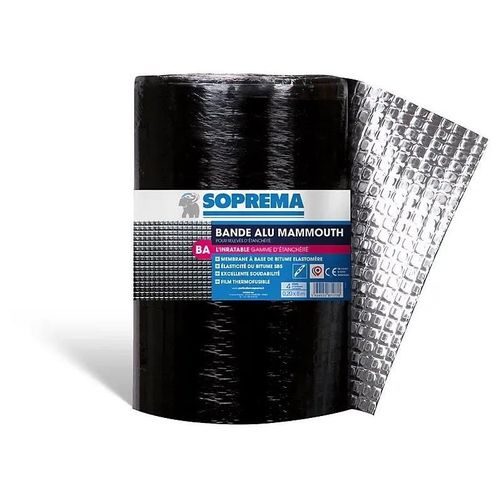Bande d'étanchéité Mammouth Soprema aluminium 20cm x 8m, ép. 0.4mm