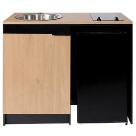 Kitchenette complète vitrocéramique noir et effet chêne H.94,2 x l.120 cm