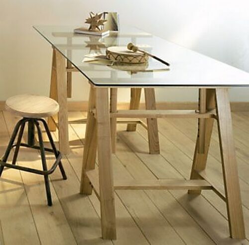 Plateau en verre transparent L. 160 cm x l. 80 cm