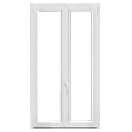 Fenêtre 2 vantaux oscillo-battante, tirant droit double vitrage GoodHome en PVC blanc l.105 x H.178 cm