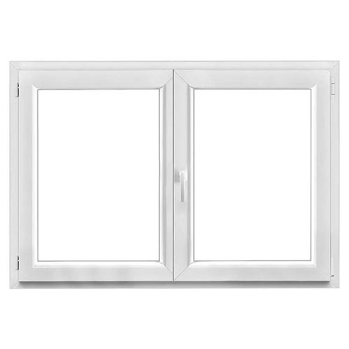Fenêtre 2 vantaux oscillo-battante, tirant droit double vitrage GoodHome en PVC blanc l.145 x H.98 cm