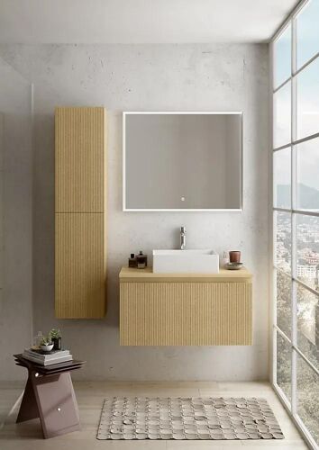 Colonne de salle de bains chêne clair 150 cm avec 2 portes Pura