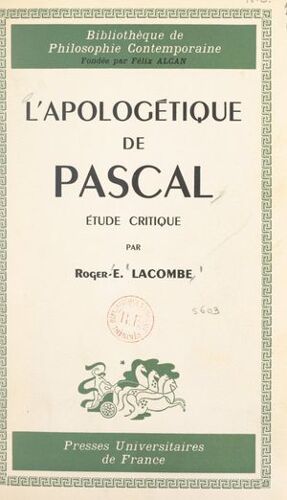 L'apologétique De Pascal