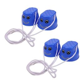 2paires Visage Souriant Enfants Sauter Échasse Marche Coupe D'équilibre Sports De Plein Air Toy_Blue