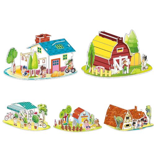 Castle House Jigsaw Self Assembly Papier Éducatif 3d Puzzle De Blocs De Construction Créatifs Pour Children_10