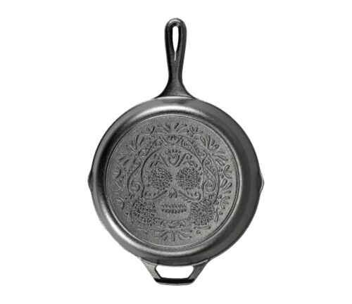 Lodge | Poêle En Fonte Naturelle 26cm | Sain Et Sans Pfas | Tous Feux Dont Induction, Four & Bbq | Design Skull Calavera | Made In Usa