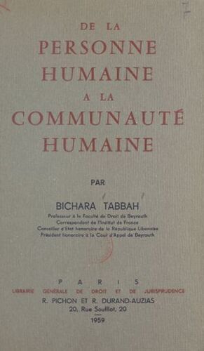 De La Personne Humaine À La Communauté Humaine