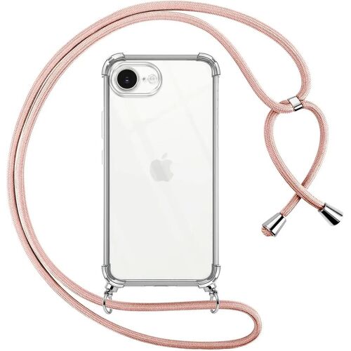 Coque pour iPhone 16e, Antichoc Protection Coins Renforcés avec Cordon Rose - E.F.Connection
