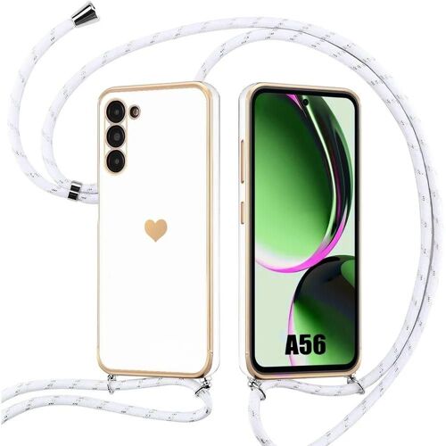 Coque Pour Samsung Galaxy A56 5g, Protection Tpu Anti-Rayures Motif Coeur Avec Cordon Blanc - E.F.Connection