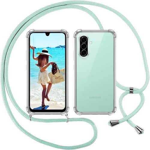 Coque pour Samsung Galaxy A26 5G, Anti-Rayures Souple Protection Silicone avec Bandoulière Turquoise - E.F.Connection