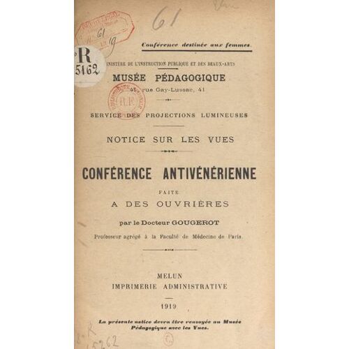 Conférence Antivénérienne Faite À Des Ouvrières