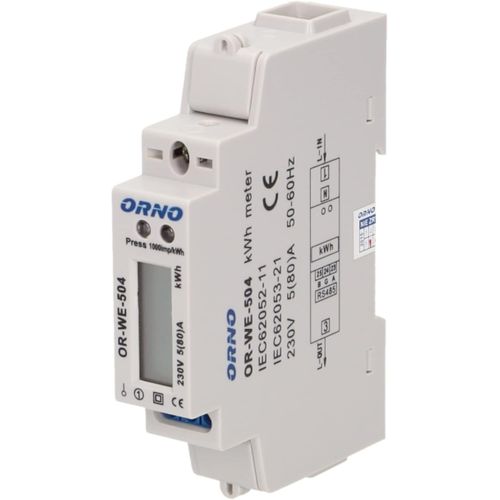 LIKO-We-504 Compteur Electrique Monophasé 80A Port Rs-485 1 Module Pour Din Th-35Mm
