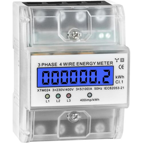 LIKO-Compteur D'Électricité 3 Phases 4 Fils,Compteur De Courant Triphasé 230 V 400 V 5-100 A,Compteur Électrique Triphasé Rail Din Calibré,Avec Lcd Numérique,Compteur Électrique Pour Mesure De Pussis