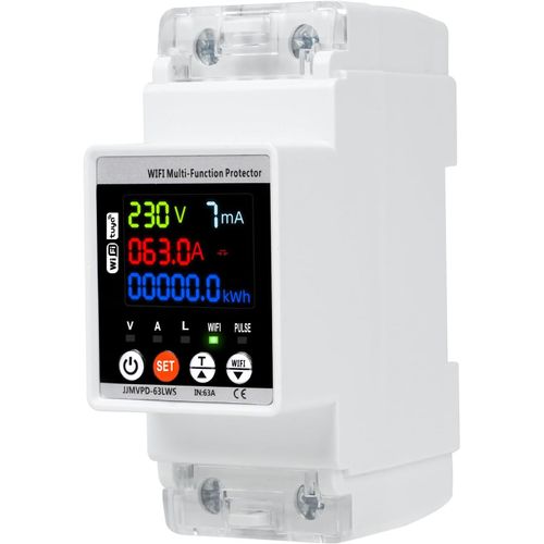 LIKO-Protection Contre Les Surtensions, 230V Stabilisateur De Tension 63A Compteur Electrique Intelligent Disjoncteur Wifi Tuya Sur Rail Din Écran Couleur