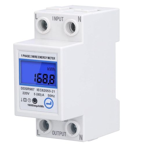 LIKO-Compteur Electrique Monophasé 5 (80) A Compteurs D'Énergie Wattmetre Numérique Avec Lcd Ecran Rétro Éclairé Installation Sur Rail Din