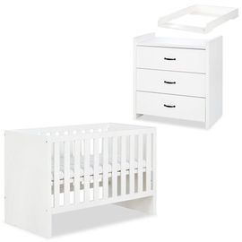 Amelia Ensemble Bébé Commode À Langer Et Lit Évolutif 120x60 Blanc