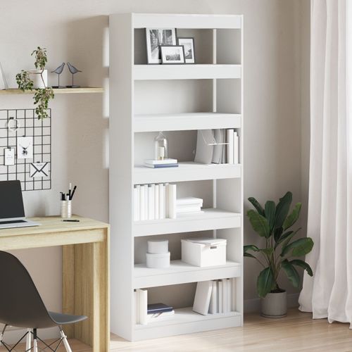 Vidaxl Bibliothèque Blanche Bois Mdf 80 X 30 X 198 Cm Rangement
