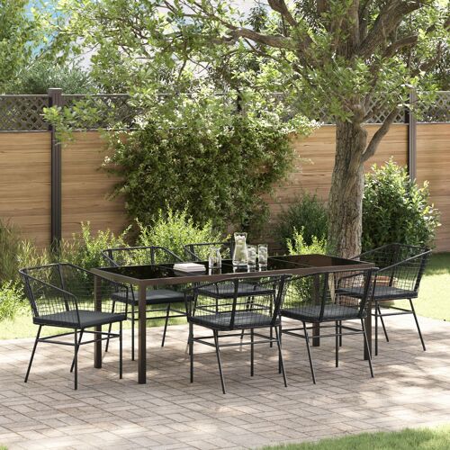 vidaXL Ensemble de 4 Noir et gris foncé PE Rattan, Acier revêtu de poudre