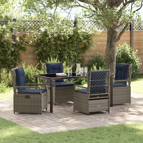 vidaXL Set de Salle à Manger de Jardin 5 Pièces en Rattan Poly Gris