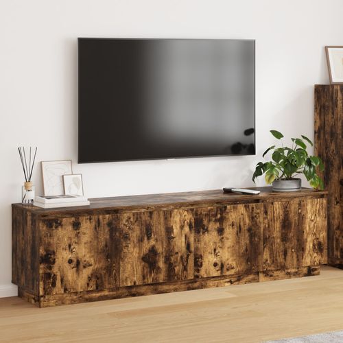 Vidaxl Meuble Tv Avec Led Chêne Fumé 180x38x49 Cm Bois D'ingénierie