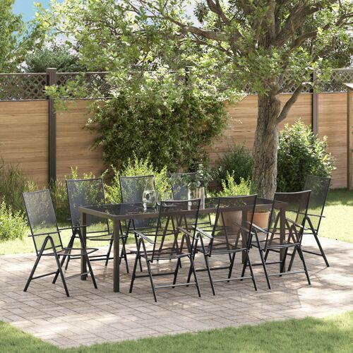 vidaXL Set de salle à manger de jardin 9 pièces en acier anthracite