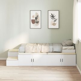 Vidaxl Cadre De Lit De Rangement Blanc Bois D'ingénierie 90 X 190 Cm