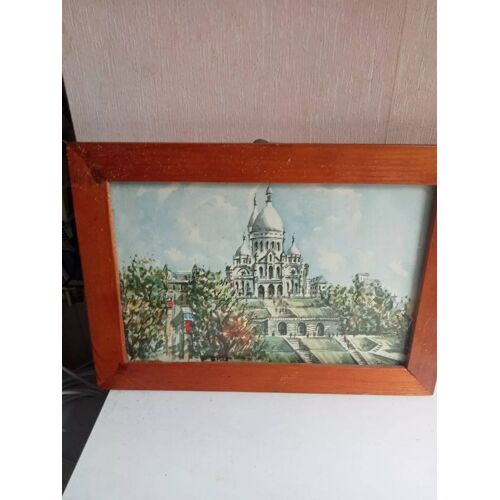 Tableau Ancien Sous Verre Signé 32,2 Cm X 23 Cm