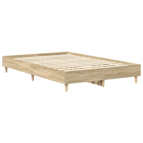 Cadre De Lit 180x200 Cm Chêne Sonoma ¿ Bas Au Sol, Bois Durable, Lattes En Contreplaqué, Design Moderne Et Stable Pour Chambre Adulte Ou Enfant