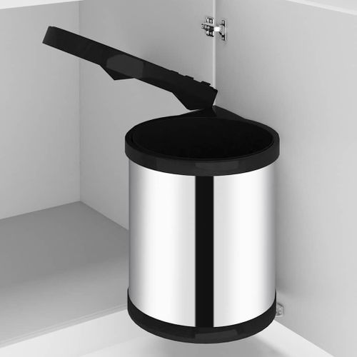 Poubelle de Cuisine Intégrée et Panier Intérieur Amovible Résistant aux Odeurs Acier Inox 12L