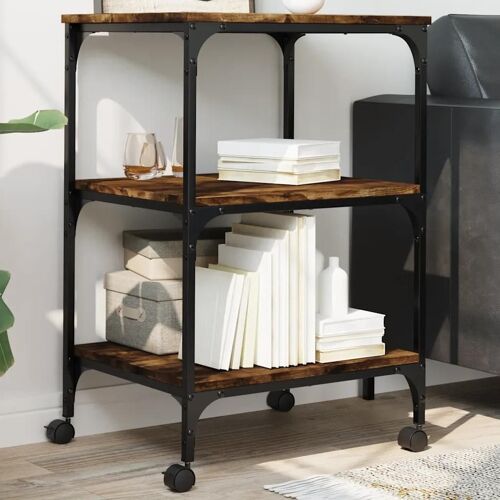 vidaXL Support d'imprimante 3 niveaux chêne fumé 50x41x75 cm