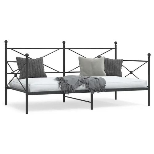Vidaxl Lit De Jour Sans Matelas Noir 100x190 Cm Acier