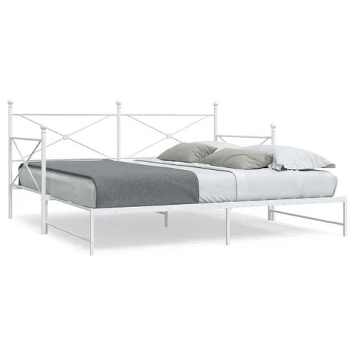 Vidaxl Lit De Jour Avec Lit Gigogne Sans Matelas Blanc 100x190cm Acier