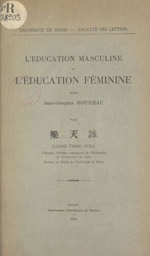 L'éducation Masculine Et L'éducation Féminine Selon Jean-Jacques Rousseau